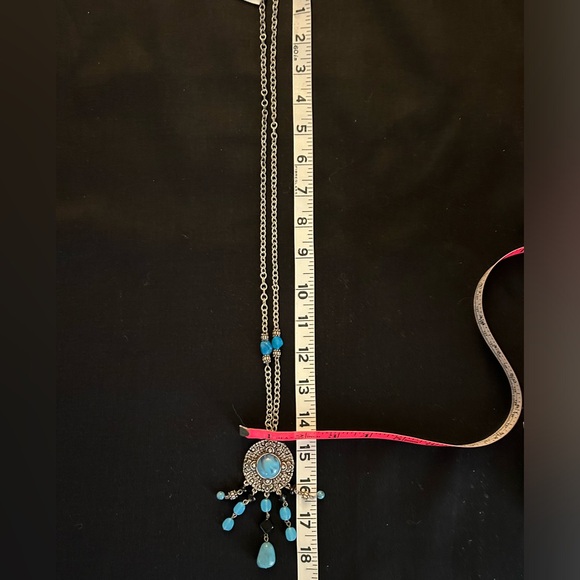 Beautiful silver/black/turquoise pendant necklace - NWT - Picture 1 of 5